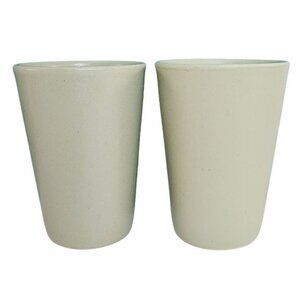 2 Forlife Green Ceramic Drinking Glasses Cups Sage Seafoam Stoneware Feel Look